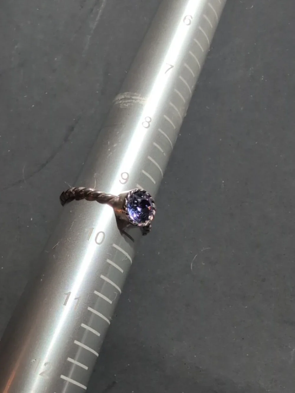 Brighton Silver Twisted Band Ring with Purple Gemstone Size 9.5